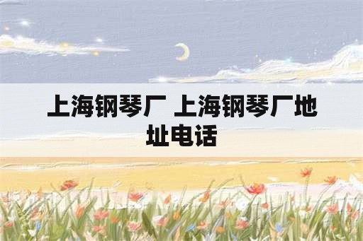 上海钢琴厂 上海钢琴厂地址电话