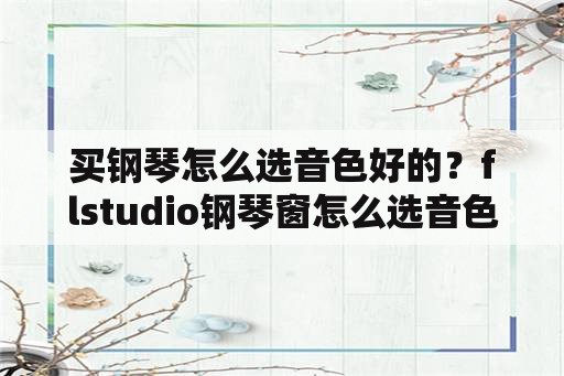 买钢琴怎么选音色好的？flstudio钢琴窗怎么选音色？