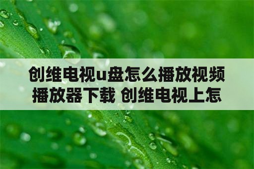 创维电视u盘怎么播放视频播放器下载 创维电视上怎么播放u盘视频