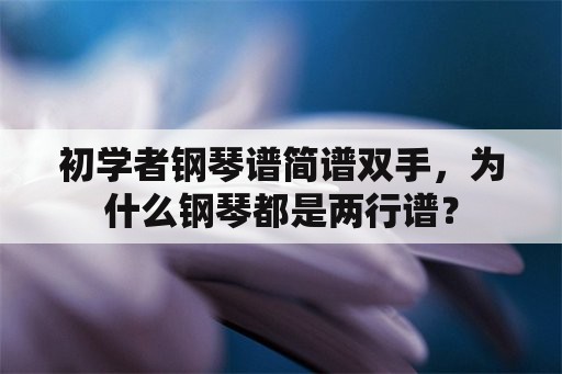 初学者钢琴谱简谱双手，为什么钢琴都是两行谱？