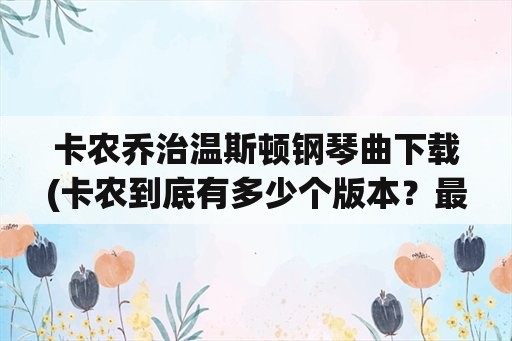 卡农乔治温斯顿钢琴曲下载(卡农到底有多少个版本？最好听的是哪个？)