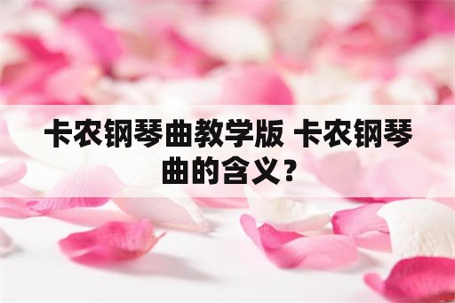 卡农钢琴曲教学版 卡农钢琴曲的含义？