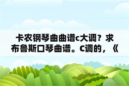 卡农钢琴曲曲谱c大调？求布鲁斯口琴曲谱。C调的，《卡农》BD版？