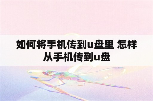 如何将手机传到u盘里 怎样从手机传到u盘