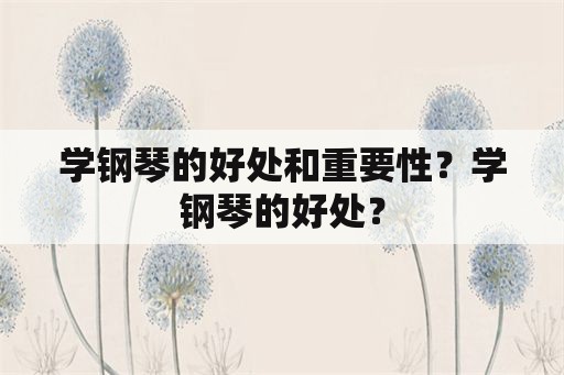 学钢琴的好处和重要性？学钢琴的好处？