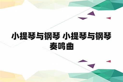 小提琴与钢琴 小提琴与钢琴奏鸣曲