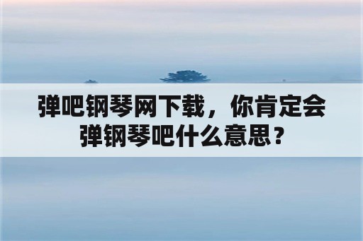 弹吧钢琴网下载，你肯定会弹钢琴吧什么意思？