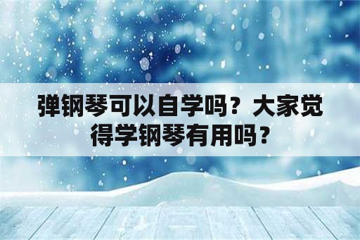 弹钢琴可以自学吗？大家觉得学钢琴有用吗？