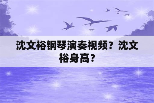 沈文裕钢琴演奏视频？沈文裕身高？