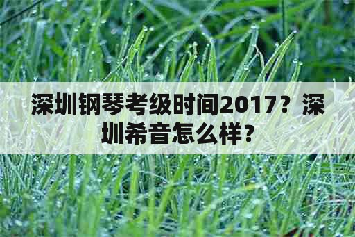 深圳钢琴考级时间2017？深圳希音怎么样？