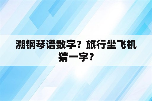 溯钢琴谱数字？旅行坐飞机猜一字？