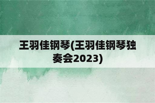 王羽佳钢琴(王羽佳钢琴独奏会2023)