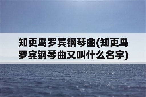 知更鸟罗宾钢琴曲(知更鸟罗宾钢琴曲又叫什么名字)