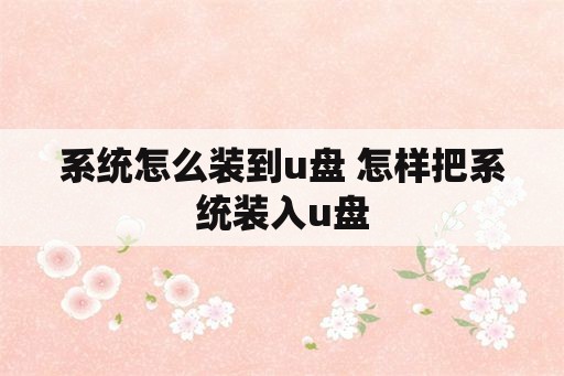 系统怎么装到u盘 怎样把系统装入u盘