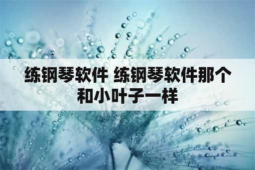 练钢琴软件 练钢琴软件那个和小叶子一样