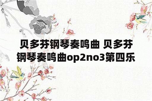 贝多芬钢琴奏鸣曲 贝多芬钢琴奏鸣曲op2no3第四乐章曲式分析