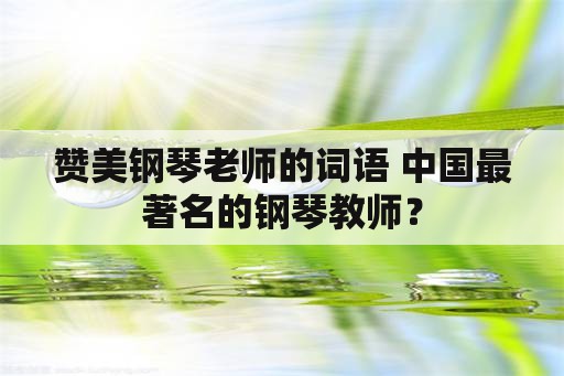 赞美钢琴老师的词语 中国最著名的钢琴教师？