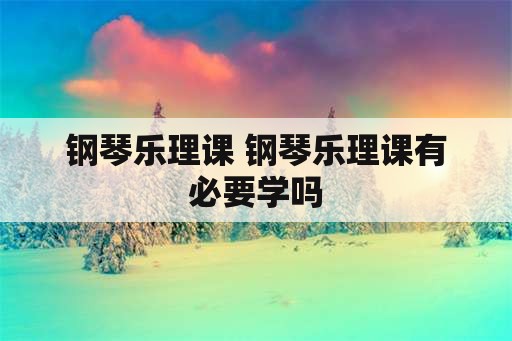 钢琴乐理课 钢琴乐理课有必要学吗