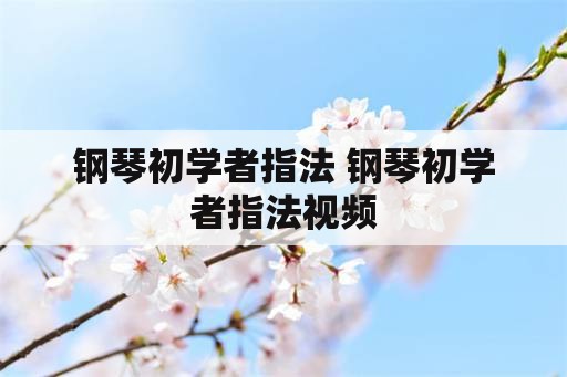 钢琴初学者指法 钢琴初学者指法视频