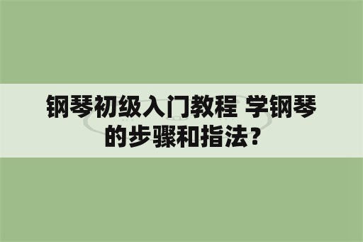 钢琴初级入门教程 学钢琴的步骤和指法？