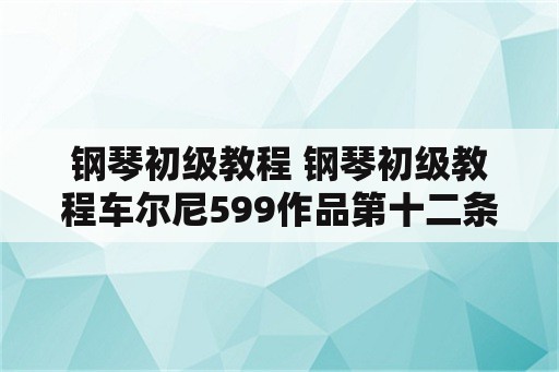 钢琴初级教程 钢琴初级教程车尔尼599作品第十二条