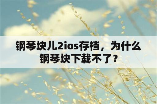 钢琴块儿2ios存档，为什么钢琴块下载不了？