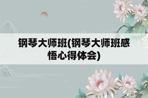 钢琴大师班(钢琴大师班感悟心得体会)