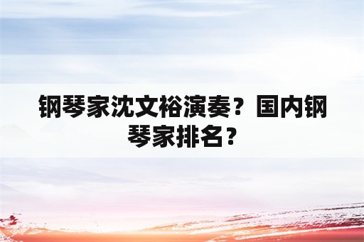 钢琴家沈文裕演奏？国内钢琴家排名？