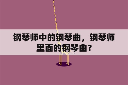 钢琴师中的钢琴曲，钢琴师里面的钢琴曲？