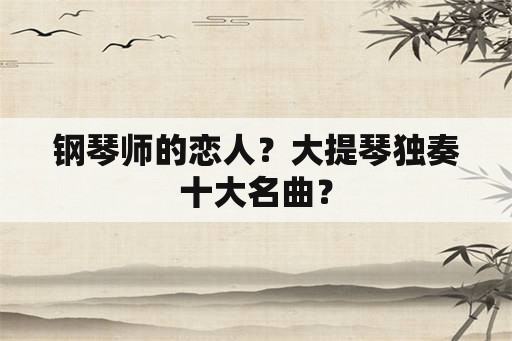 钢琴师的恋人？大提琴独奏十大名曲？