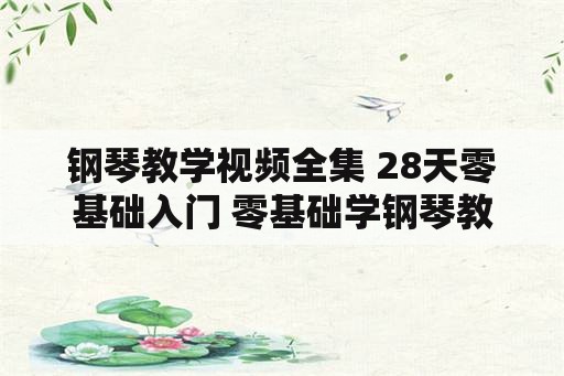 钢琴教学视频全集 28天零基础入门 零基础学钢琴教程？