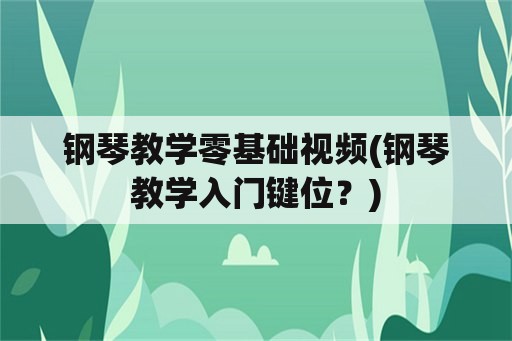 钢琴教学零基础视频(钢琴教学入门键位？)