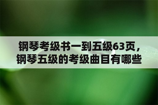 钢琴考级书一到五级63页，钢琴五级的考级曲目有哪些？