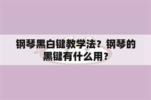 钢琴黑白键教学法？钢琴的黑键有什么用？