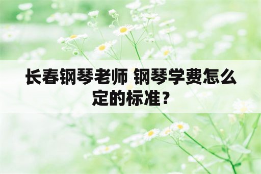 长春钢琴老师 钢琴学费怎么定的标准？