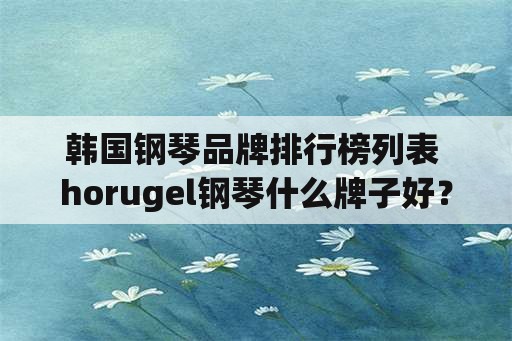 韩国钢琴品牌排行榜列表 horugel钢琴什么牌子好？