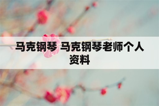 马克钢琴 马克钢琴老师个人资料