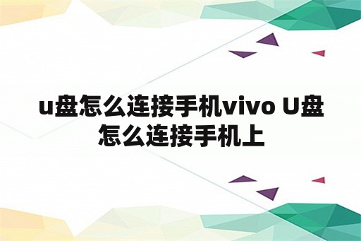 u盘怎么连接手机vivo U盘怎么连接手机上