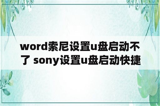 word索尼设置u盘启动不了 sony设置u盘启动快捷键