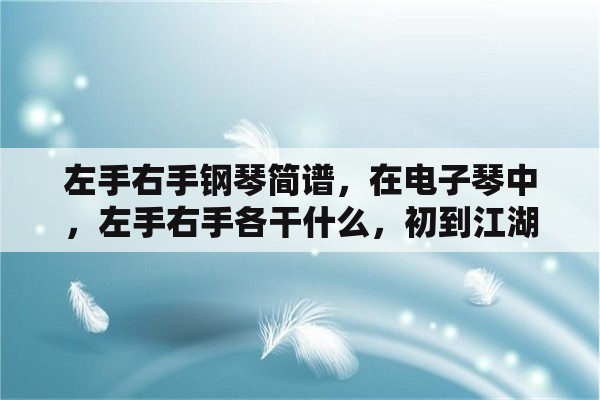 左手右手钢琴简谱，在电子琴中，左手右手各干什么，初到江湖，多多指教？