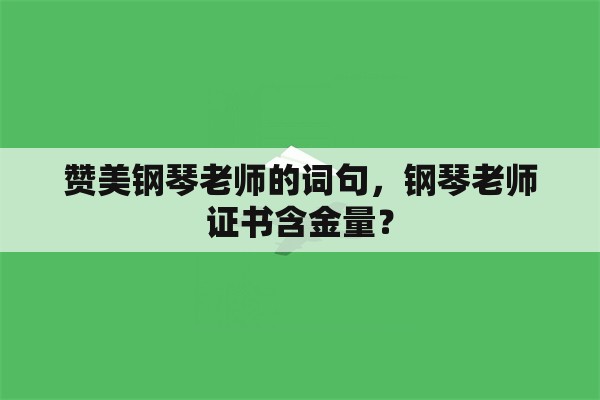 赞美钢琴老师的词句，钢琴老师证书含金量？