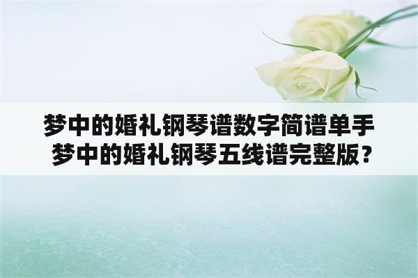 梦中的婚礼钢琴谱数字简谱单手 梦中的婚礼钢琴五线谱完整版？